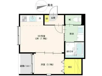 クラリス長町南(1LDK/1階)の間取り写真