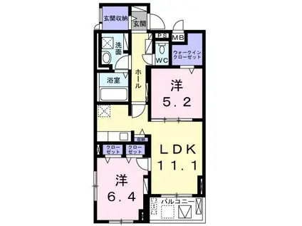 サウス CASTLE 高平(2LDK/3階)の間取り写真