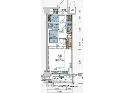 エステムコート立川ノースプレミア(1K/1階)の間取り写真