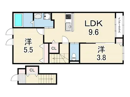 アベニール(2LDK/2階)の間取り写真