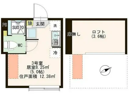 ハーモニーテラス松島III(ワンルーム/2階)の間取り写真