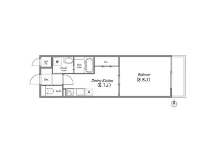 GRAMERCY SHIRAKAWA KOEN(1DK/14階)の間取り写真