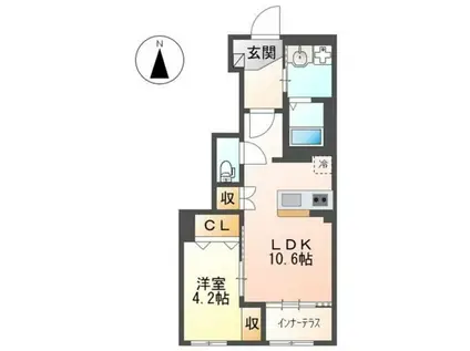 エルアンジェル(1LDK/1階)の間取り写真