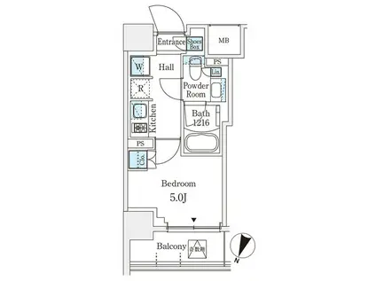 パークアクシス横浜阪東橋(1K/2階)の間取り写真