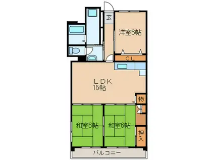 ティクスビル(3LDK/6階)の間取り写真