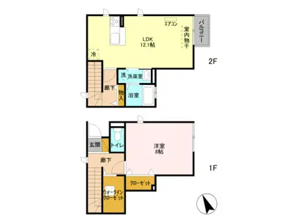 メゾンアクアI(1LDK/2階)の間取り写真
