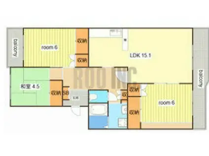 ECLARGE A棟(3LDK/4階)の間取り写真