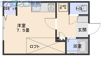 ＪＲ越後線 新潟大学前駅 徒歩3分 2階建 築44年(ワンルーム/2階)の間取り写真