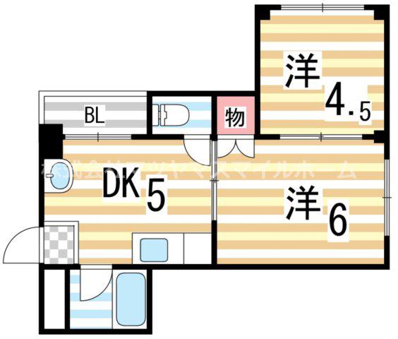 メゾンリヴィエール上野(2DK/5階)の間取り写真