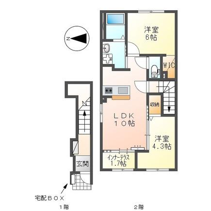 ベラ・カーサ(2LDK/2階)の間取り写真