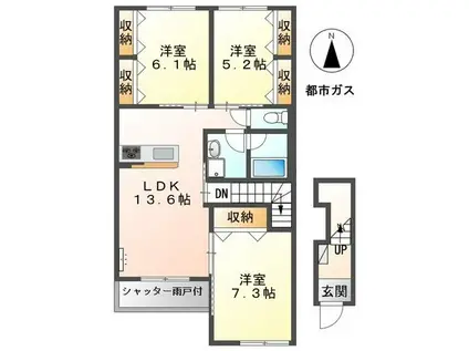 ウィステリアFII(3LDK/2階)の間取り写真