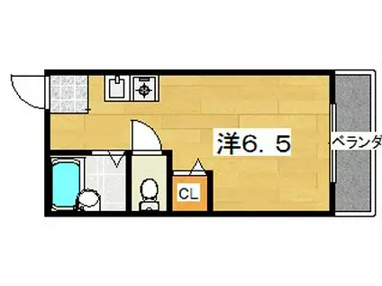 シャンテー中宮I(1K/3階)の間取り写真