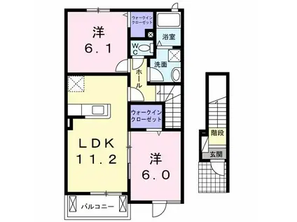 レオ・シャンボール(2LDK/2階)の間取り写真