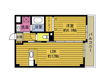 マノワール(1LDK/2階)の間取り写真