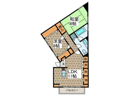 パティオ池田山(2LDK/3階)の間取り写真
