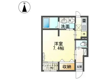 メルヴェールII(1K/1階)の間取り写真