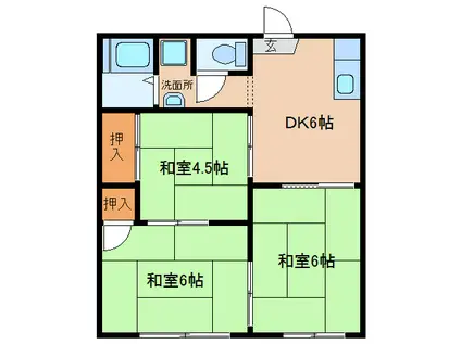 タウニーストリート(3DK/2階)の間取り写真