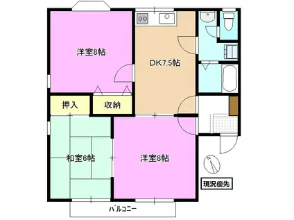 フェリカ(3DK/2階)の間取り写真