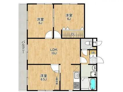 煉瓦館63(3LDK/3階)の間取り写真