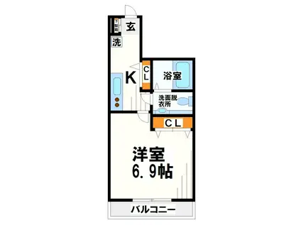 AKマンションV(1K/1階)の間取り写真
