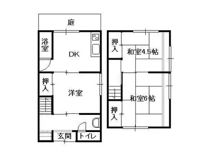 阪急伊丹線 伊丹駅(阪急) 徒歩37分 2階建 築54年(3DK/1階)の間取り写真