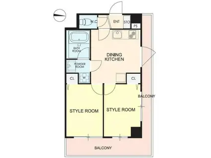 カレススタイル多摩川(2DK/4階)の間取り写真