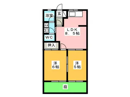 サンライズ棚橋(2LDK/1階)の間取り写真