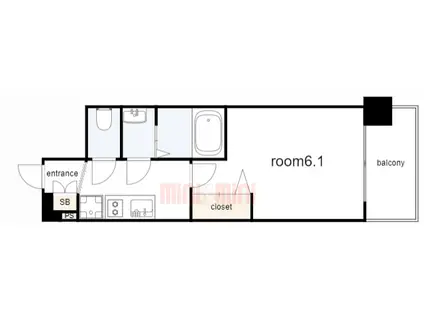 プレサンス神戸長田マリエント(1K/2階)の間取り写真