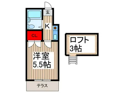 ソシオ蕨(1K/1階)の間取り写真