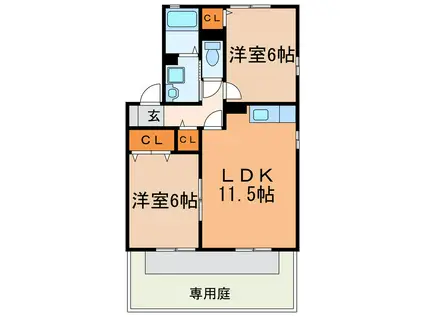 フローラ21(2LDK/1階)の間取り写真