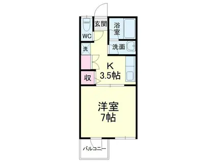 半田ビレッジ9号棟(1K/1階)の間取り写真