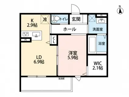 PURECOURT ABIX(1LDK/2階)の間取り写真