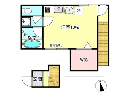 ティサージュ屋形(ワンルーム/2階)の間取り写真