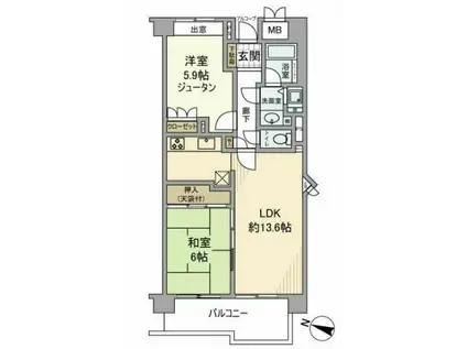 武蔵境ヒルズ(2LDK/5階)の間取り写真