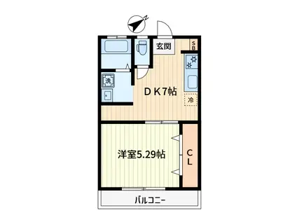 春栄コーポ(1DK/2階)の間取り写真