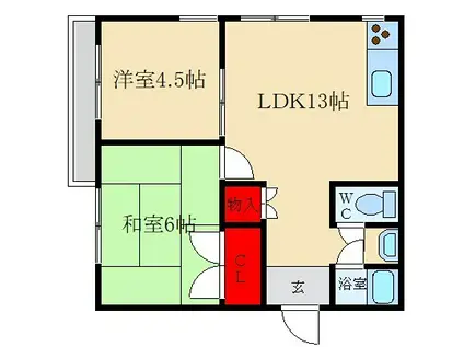 プラディオ松丘(2DK/2階)の間取り写真