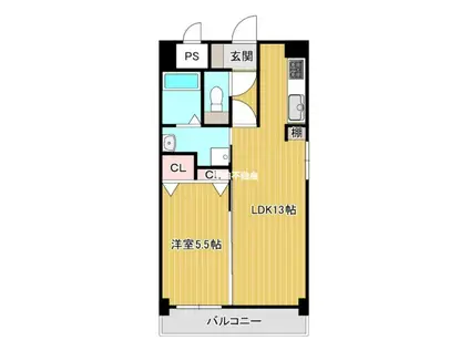 ベスタ大牟田(1LDK/3階)の間取り写真