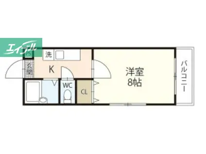 サンハイツ岡大II(1K/1階)の間取り写真