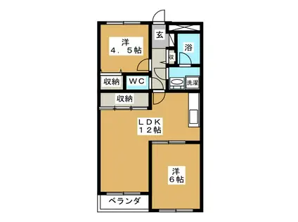 ソシアル末広(2LDK/5階)の間取り写真