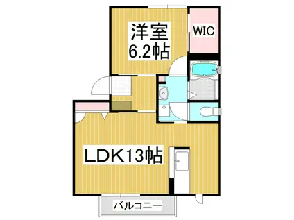 ソレーユ上原B(1LDK/1階)の間取り写真