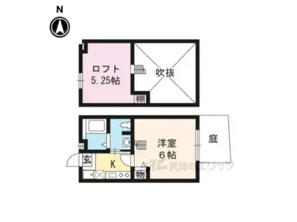 ロフティ北白川(1K/1階)の間取り写真