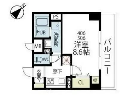 ヴィンテージサカドヤ(1K/5階)の間取り写真