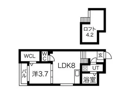 MICASA志賀本通(1LDK/1階)の間取り写真