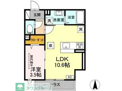 D PAINA 新吉田東(1LDK/1階)の間取り写真