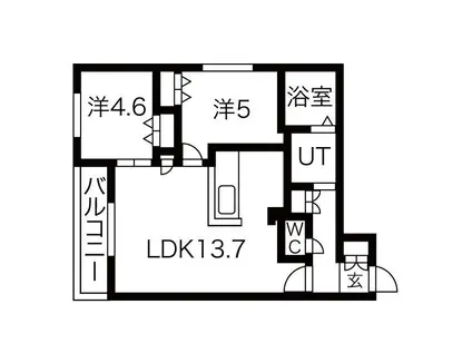 REJOICE東札幌(2LDK/2階)の間取り写真