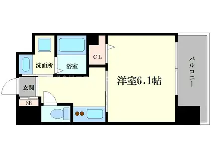 パークヒルズ難波南ルミエール(1K/2階)の間取り写真