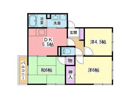 三央ハイツD(3DK/2階)の間取り写真