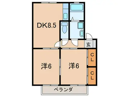 センチュリーパークA(2DK/2階)の間取り写真