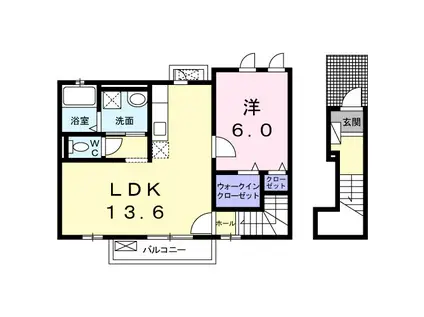シャルマンヴィレッジ C(1LDK/2階)の間取り写真
