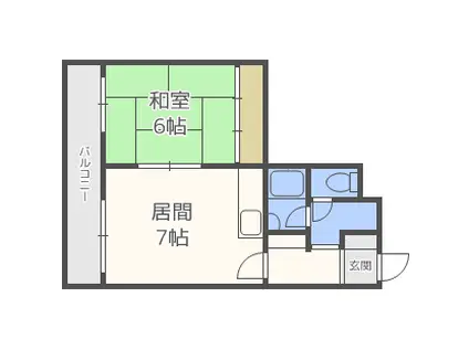 ウエスト24(1DK/3階)の間取り写真